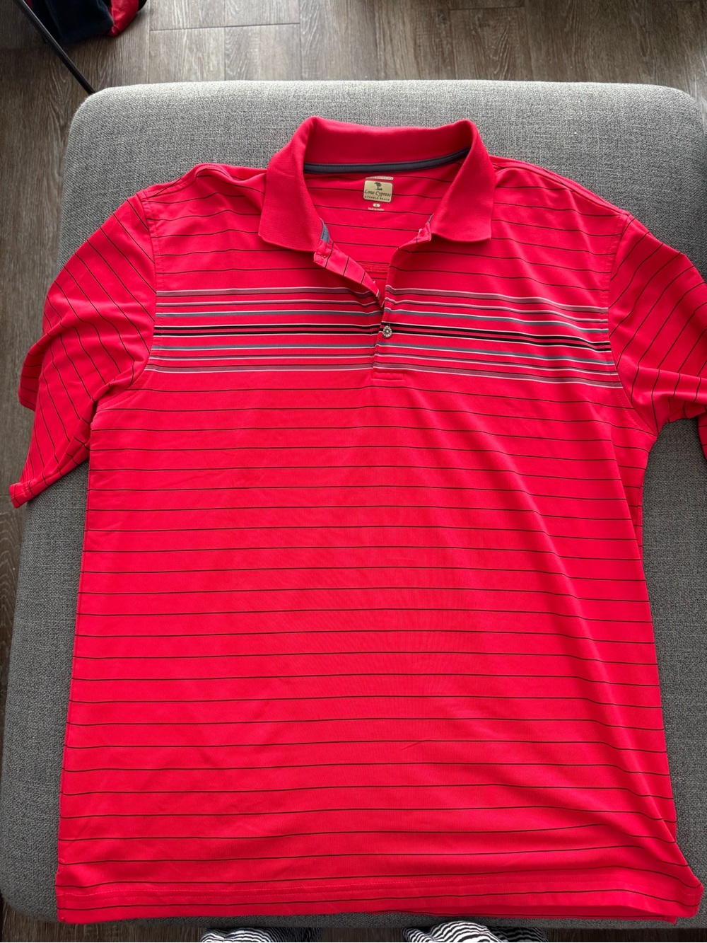 Men's Red Striped Polo Shirt
